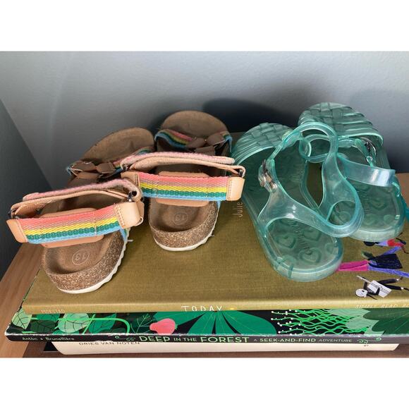 Girls Sandals Sz 13 Lot of TWO Jelly Fisherman & Rainbow ~ Cat & Jack Old Navy - Picture 8 of 9
